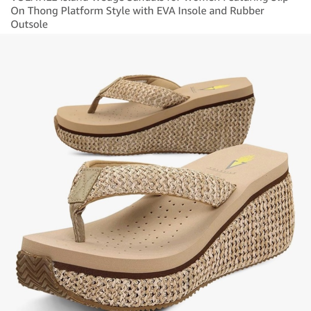 Volatile Tan Woven Wedge Sandals